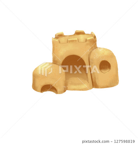 png digital drawing of sea ocean travel - sand castle 127598819