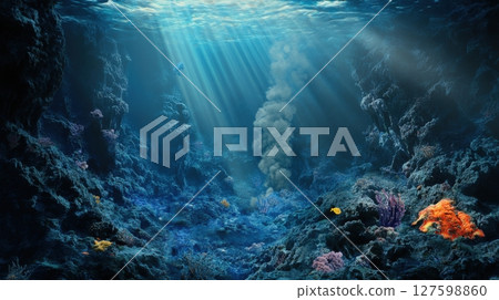 Underwater Volcanic Vent With Hot Water Underwater Volcanic Vent With Hot Water 127598860