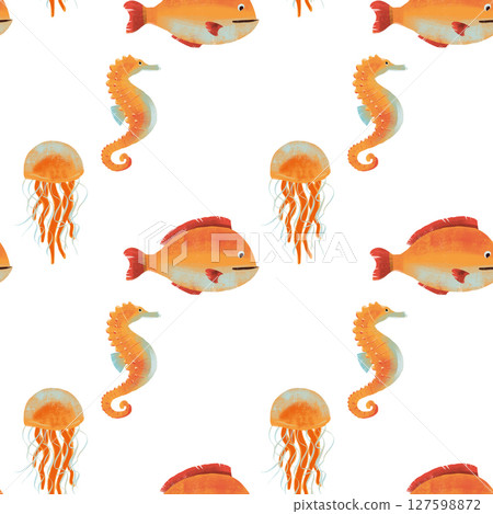 seamless pattern on the theme of ocean, sea - illustrations for your design seamless pattern on the theme of ocean, sea - illustrations for your design 127598872
