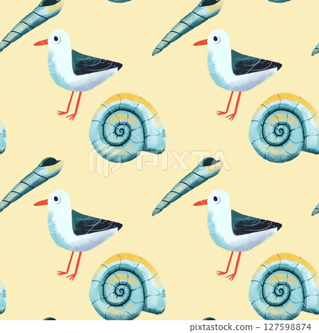 seamless pattern on the theme of ocean, sea - illustrations for your design 127598874