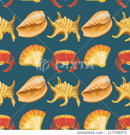 seamless pattern on the theme of ocean, sea - illustrations for your design 127598875