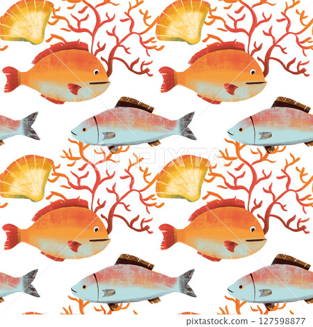 seamless pattern on the theme of ocean, sea - illustrations for your design 127598877