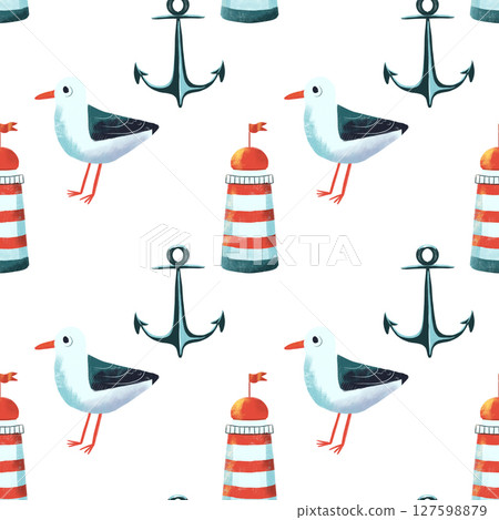 seamless pattern on the theme of ocean, sea - illustrations for your design 127598879