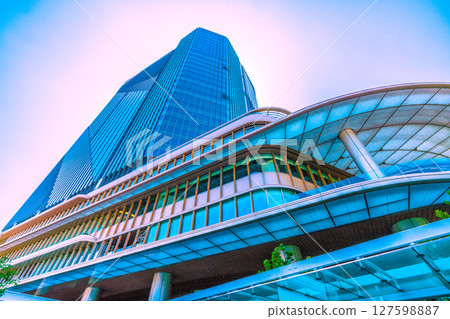Tokyo cityscape in Japan - View of TAKANAWA GATEWAY CITY in front of Takanawa Gateway Station Tokyo cityscape in Japan - View of TAKANAWA GATEWAY CITY in front of Takanawa Gateway Station 127598887