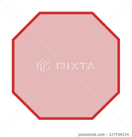 Red octagonal frame material, simple geometric illustration 127599234