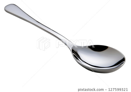 Stainless steel spoon. Generated AI 127599321