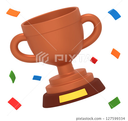 Bronze trophy and confetti Bronze trophy and confetti 127599334