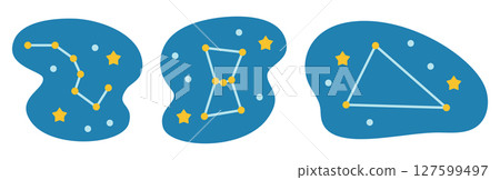 大熊座、獵戶座和夏季大三角的星座插圖 大熊座、獵戶座和夏季大三角的星座插圖 127599497