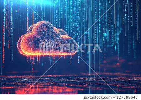Digital Cloud Network Technology in Futuristic 3D Illustration 127599643