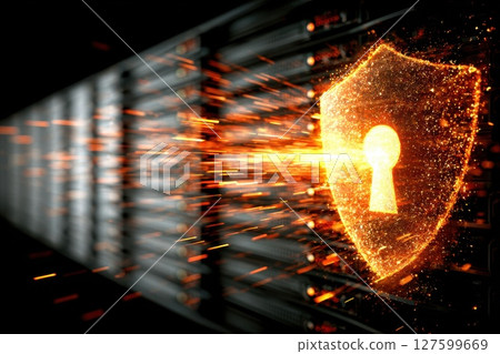 Bright Burst of Light from Secure Lock Shield in Digital Environment Bright Burst of Light from Secure Lock Shield in Digital Environment 127599669
