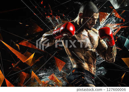 A man in a boxing ring with a red glove on his left hand 127600006
