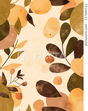 Colorful abstract floral pattern with warm tones and organic shapes for home decor or design projects Colorful abstract floral pattern with warm tones and organic shapes for home decor or design projects 127600522