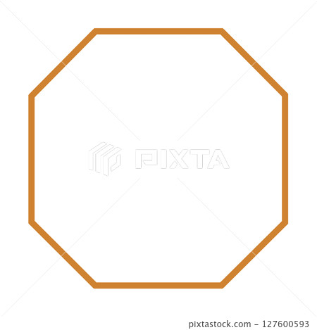 Orange line octagonal frame material, simple border, transparent PNG illustration 127600593