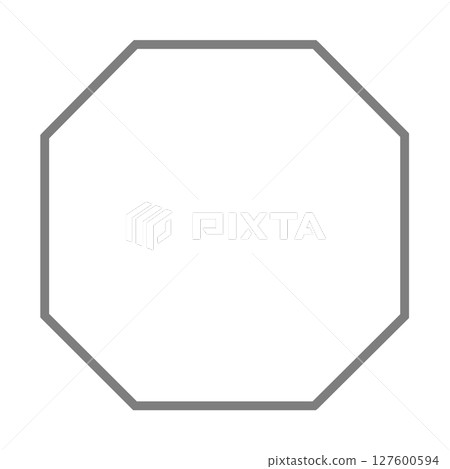 Gray line octagonal frame material, simple border, transparent PNG illustration 127600594