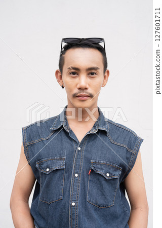 Portrait of nonbinary genderfluid young Asian gay man Portrait of nonbinary genderfluid young Asian gay man 127601711