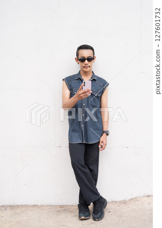 Full length portrait of nonbinary genderfluid young Asian gay man Full length portrait of nonbinary genderfluid young Asian gay man 127601732