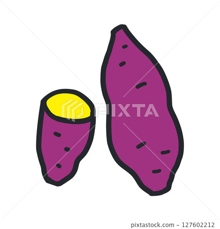 地瓜輪廓手繪彩色插圖 127602212