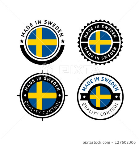 National flag of the Sweden, set flat vector icon 127602306