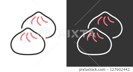 中國包子簡單的線條圖標 中國包子簡單的線條圖標 127602442