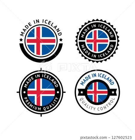 National flag of the Iceland, set flat vector icon 127602523