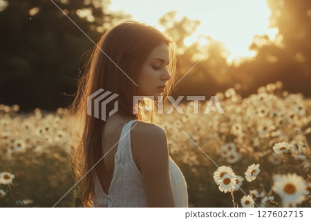 portrait of a beautiful young woman in a white dress portrait of a beautiful young woman in a white dress 127602715