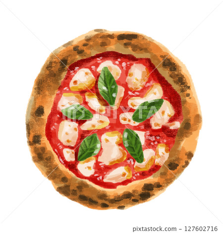 Margherita pizza painted in watercolor 127602716