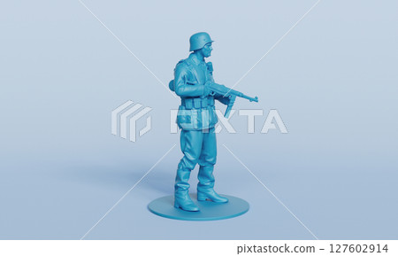 World War 2 German Soldier with Rifle Figure Toy. 3D Rendering. World War 2 German Soldier with Rifle Figure Toy. 3D Rendering. 127602914