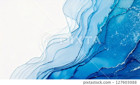 奢華輕薄酒精墨水藝術藍邊16：9尺寸AI生成素材 127603088