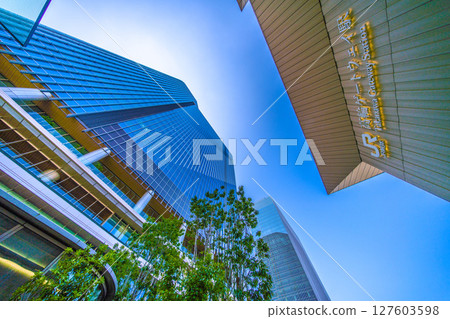 Tokyo cityscape in Japan - View of TAKANAWA GATEWAY CITY in front of Takanawa Gateway Station Tokyo cityscape in Japan - View of TAKANAWA GATEWAY CITY in front of Takanawa Gateway Station 127603598