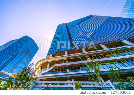 Tokyo cityscape in Japan - View of TAKANAWA GATEWAY CITY in front of Takanawa Gateway Station Tokyo cityscape in Japan - View of TAKANAWA GATEWAY CITY in front of Takanawa Gateway Station 127603692