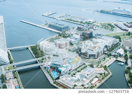 Minato Mirai view from the observation deck of Landmark Tower, Yokohama, Kanagawa, Japan 127603758