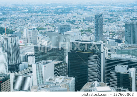 Minato Mirai view from the observation deck of Landmark Tower, Yokohama, Kanagawa, Japan 127603808