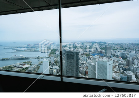 Minato Mirai view from the observation deck of Landmark Tower, Yokohama, Kanagawa, Japan Minato Mirai view from the observation deck of Landmark Tower, Yokohama, Kanagawa, Japan 127603817