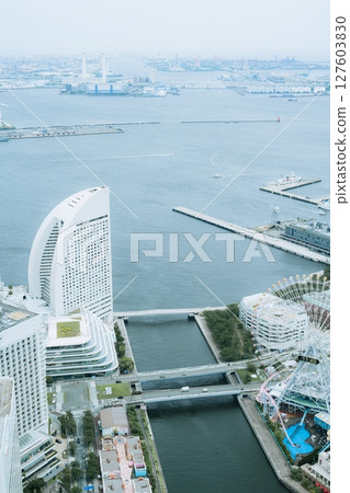 Minato Mirai view from the observation deck of Landmark Tower, Yokohama, Kanagawa, Japan 127603830