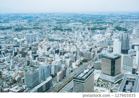 Minato Mirai view from the observation deck of Landmark Tower, Yokohama, Kanagawa, Japan 127603835