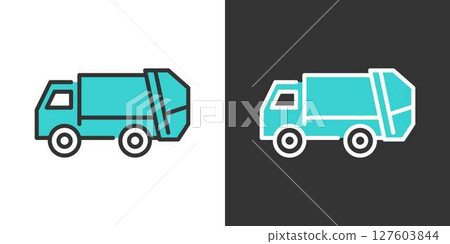 簡單的垃圾車線圖標 127603844
