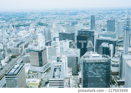 Minato Mirai view from the observation deck of Landmark Tower, Yokohama, Kanagawa, Japan Minato Mirai view from the observation deck of Landmark Tower, Yokohama, Kanagawa, Japan 127603898