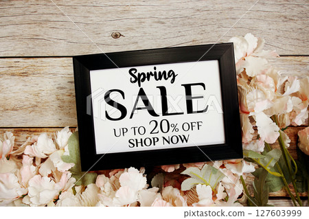 Spring Sale 20% off Promotion Offer Discount Retail Shopping Concept 127603999