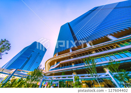 Tokyo cityscape in Japan - View of Takanawa Gateway City in front of Takanawa Gateway Station 127604402