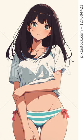 Anime-style beautiful girl cutout material 127604423