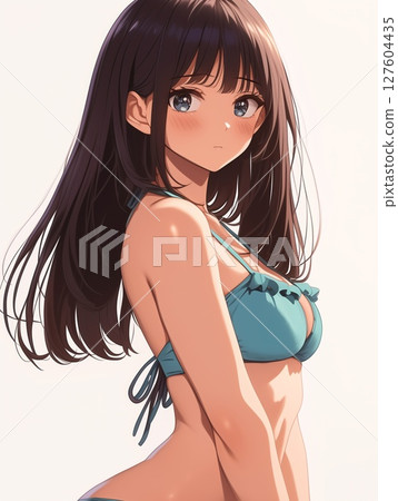 Anime-style beautiful girl cutout material 127604435