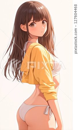 Anime-style beautiful girl cutout material 127604468