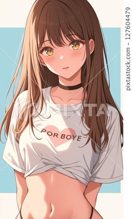 Anime-style beautiful girl cutout material 127604479