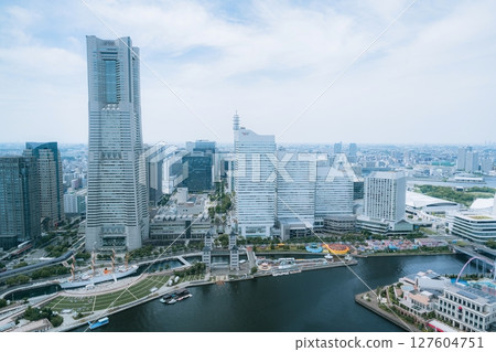 Minato Mirai view from the observation deck of Landmark Tower, Yokohama, Kanagawa, Japan 127604751