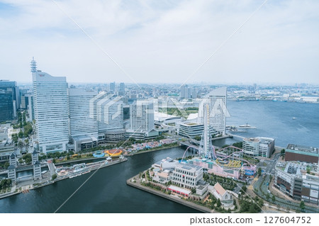 Minato Mirai view from the observation deck of Landmark Tower, Yokohama, Kanagawa, Japan 127604752