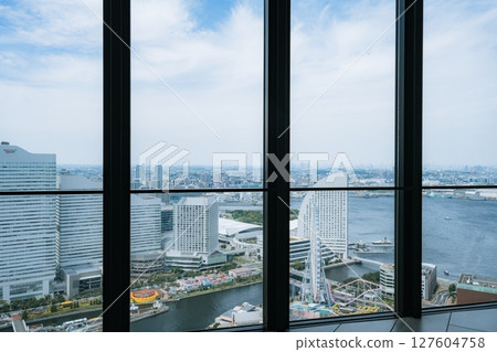 Minato Mirai view from the observation deck of Landmark Tower, Yokohama, Kanagawa, Japan 127604758