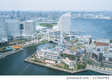 Minato Mirai view from the observation deck of Landmark Tower, Yokohama, Kanagawa, Japan 127604764