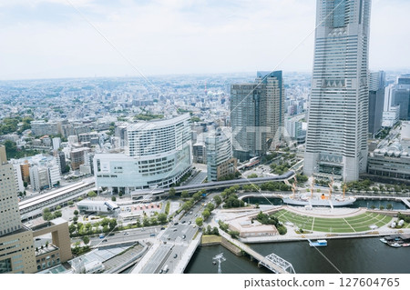 Minato Mirai view from the observation deck of Landmark Tower, Yokohama, Kanagawa, Japan 127604765