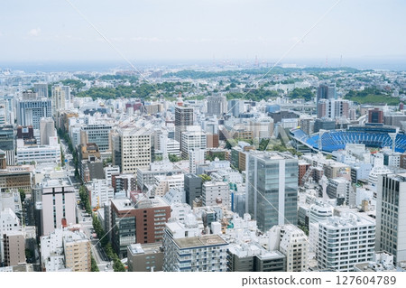 Minato Mirai view from the observation deck of Landmark Tower, Yokohama, Kanagawa, Japan Minato Mirai view from the observation deck of Landmark Tower, Yokohama, Kanagawa, Japan 127604789