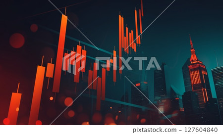 Fluctuating exchange rates_stock price chart graph 127604840